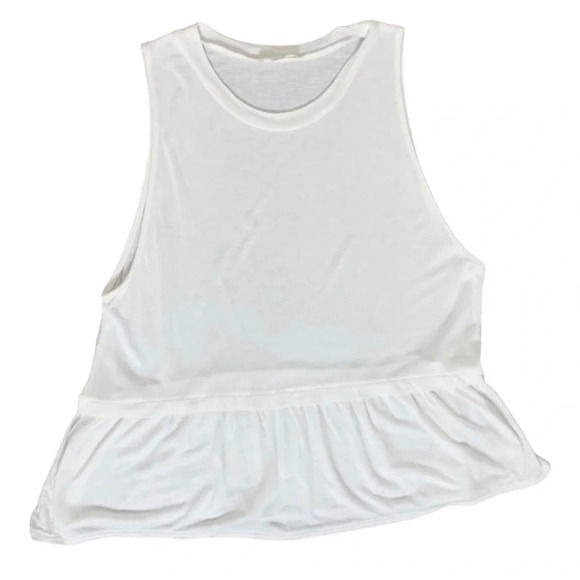 Aritzia Wilfred Babydoll Top Peplum Ruffle hem Sleeveless White Size XS - Picture 2 of 8
